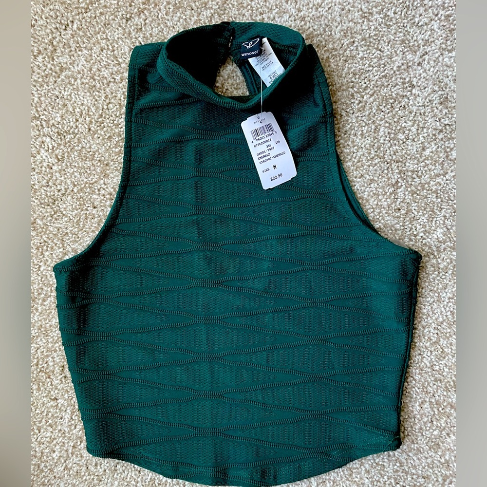 Windsor Emerald Green Halter Cutout Crop Top, NWT, Size M